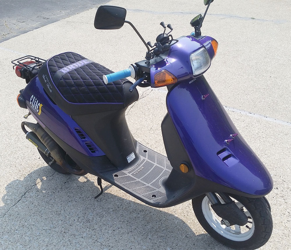 Custom Honda Elite SA50 seat cover handmade by Cheeky Seats