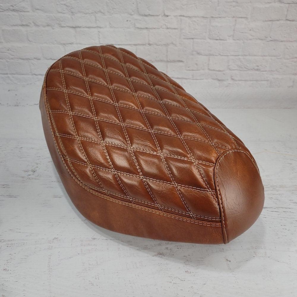 Honda Elite SA50 – Chestnut Diamond Seat Cover, handmade Honda Elite SA50 seat cover by Cheeky Seats, product detail view 2