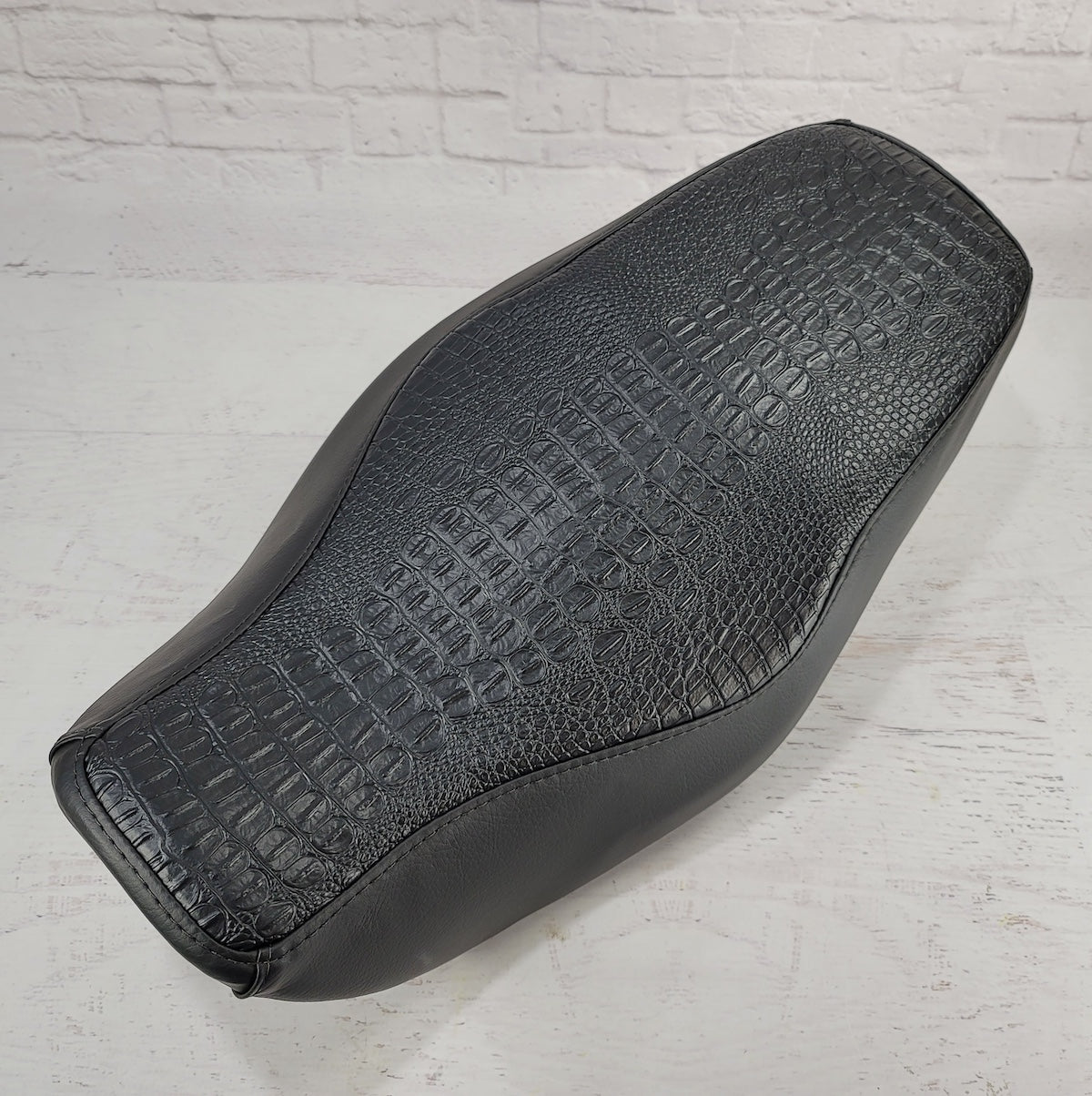 Honda Grom Black Croc GATOR Seat Cover, handmade Honda Grom seat cover by Cheeky Seats, product detail view 2