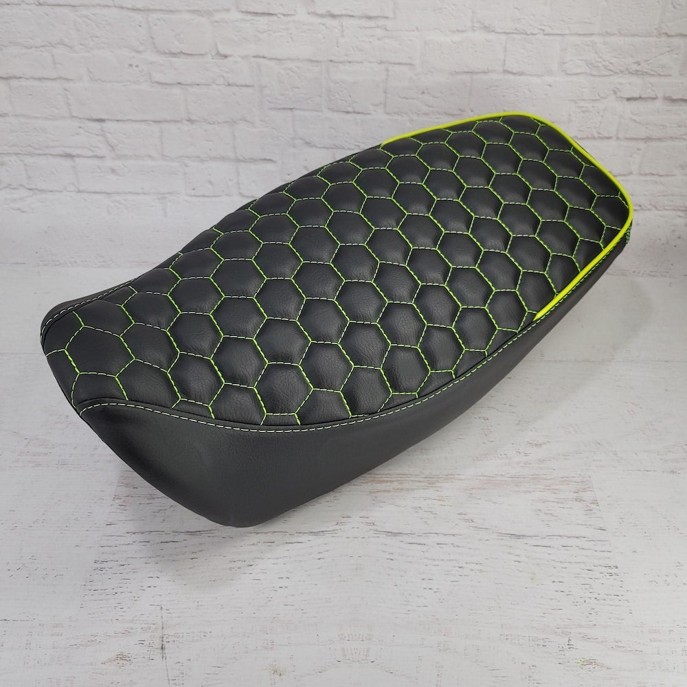 Honda Grom Hexagon Honeycomb Seat Cover, handmade Honda Grom seat cover by Cheeky Seats, product detail view 2