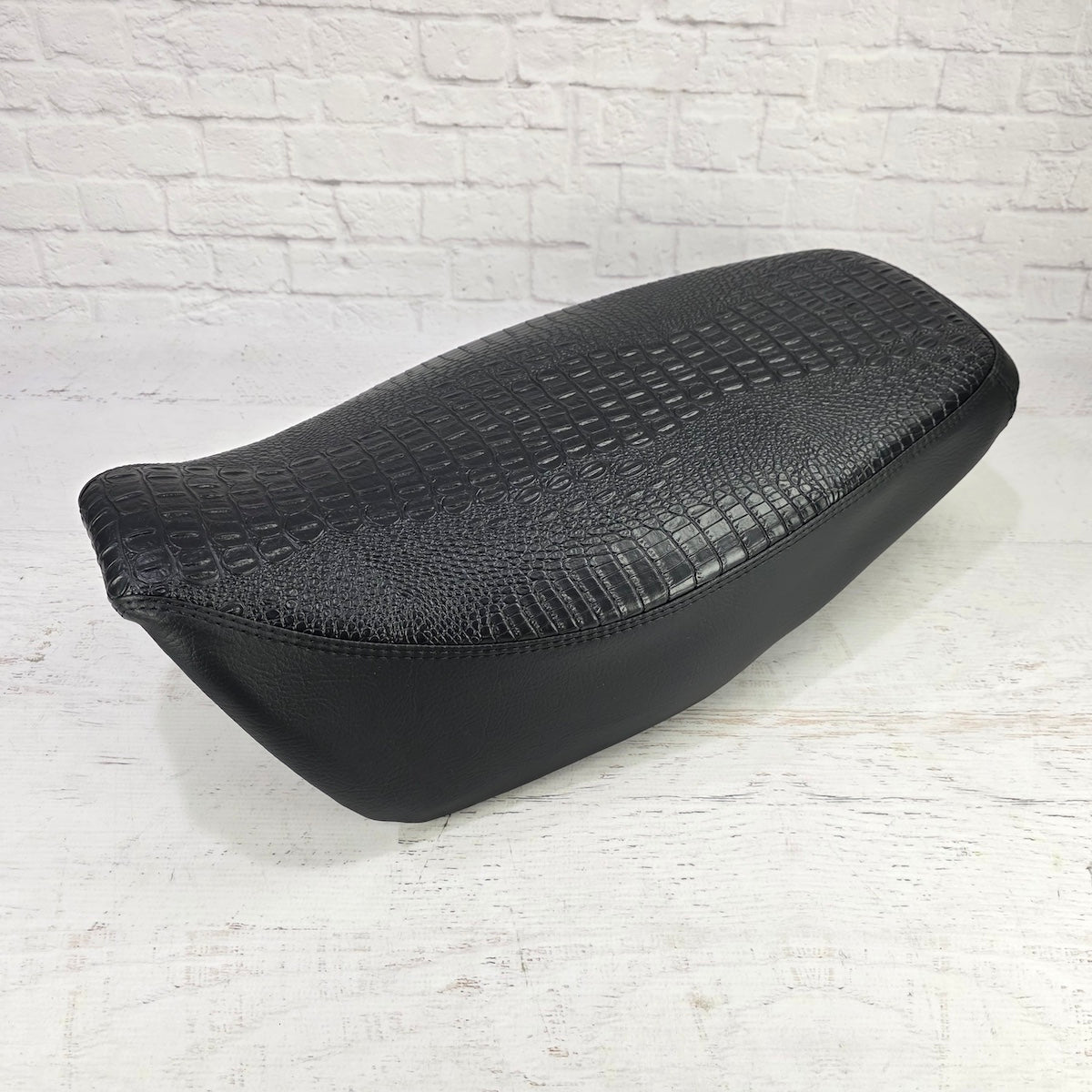 Honda Grom Black Croc GATOR Seat Cover, handmade Honda Grom seat cover by Cheeky Seats, product detail view 4