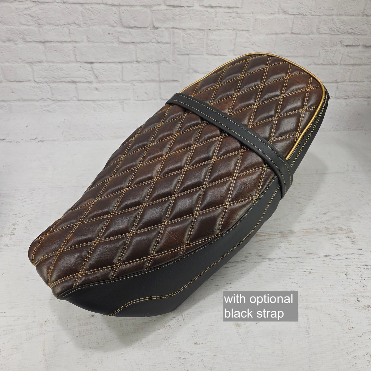 Honda Grom Tobacco Diamond Seat Cover, handmade Honda Grom seat cover by Cheeky Seats, product detail view 7