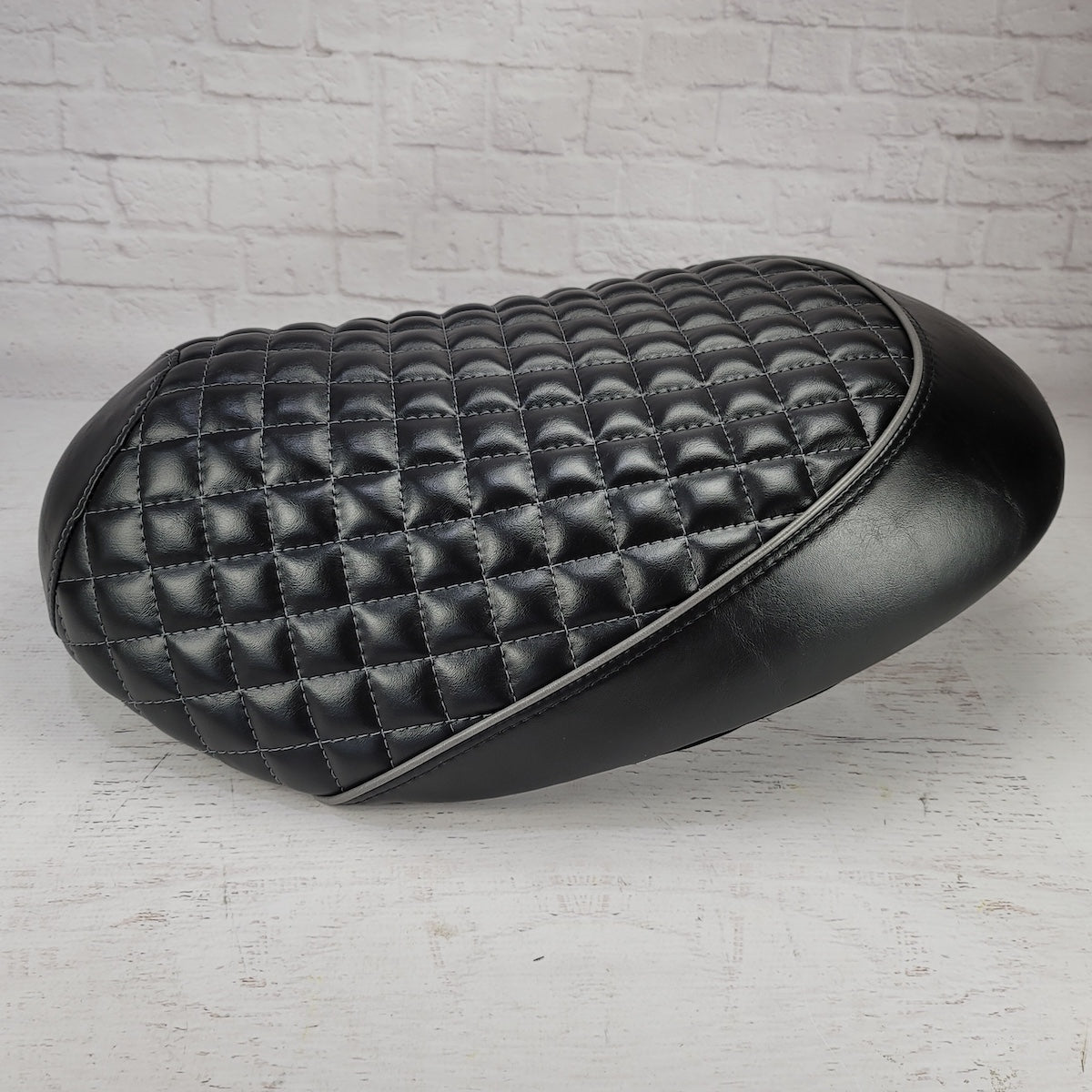 Honda Metropolitan 2002-2026 Chicklets Grid Seat Cover, handmade Honda Metropolitan seat cover by Cheeky Seats, product detail view 3