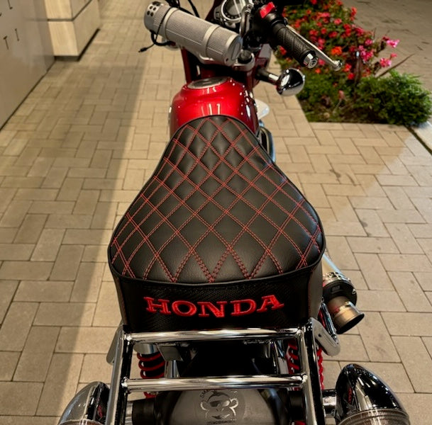 Honda Monkey double-diamond stitch seat cover with piping