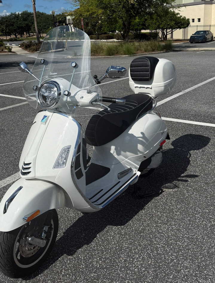 Vespa GTS 250 / 300 Black Tuck and Roll Seat Cover Choose your Stitch Color