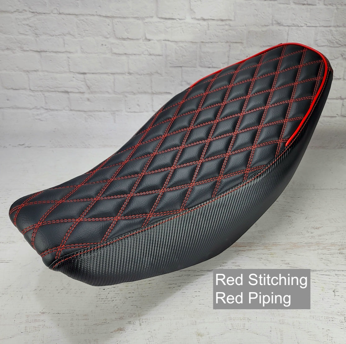 Honda Navi double-diamond seat cover with red stitching and piping