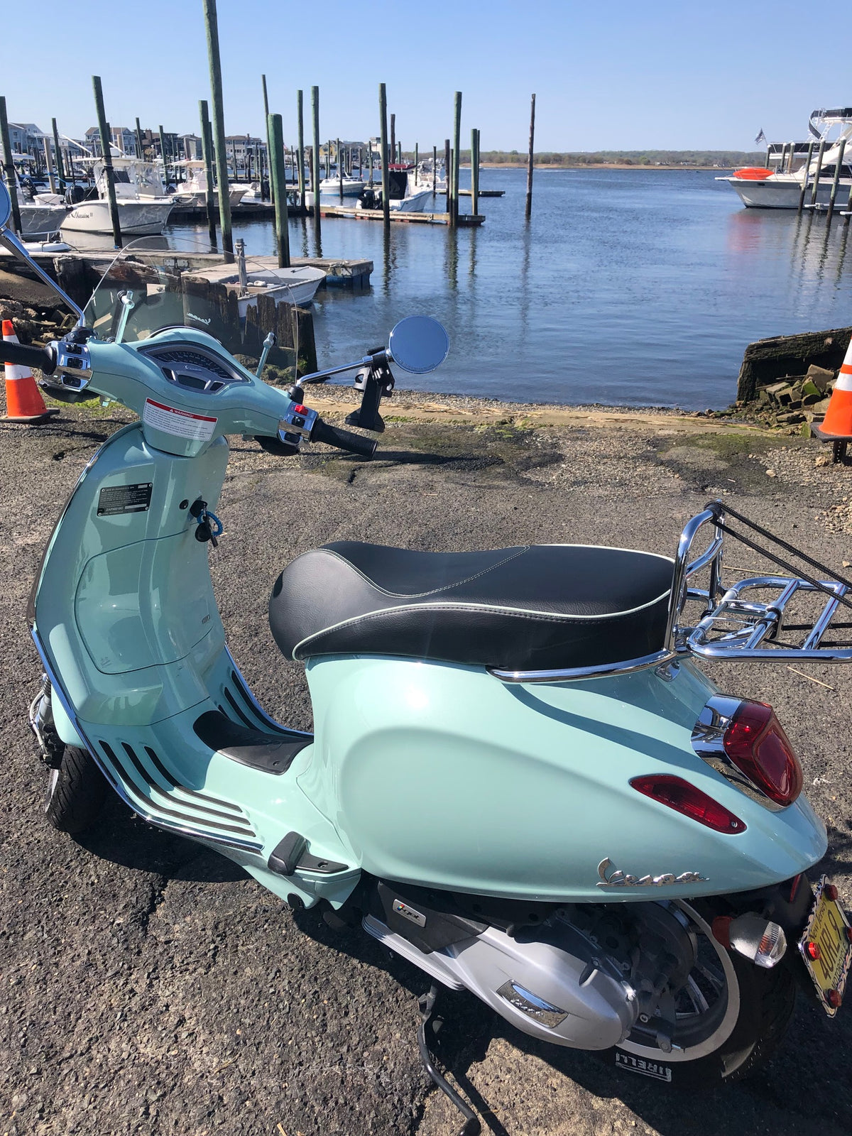 Vespa Sprint / Primavera Black with Piping Seat Cover by Cheeky Seats