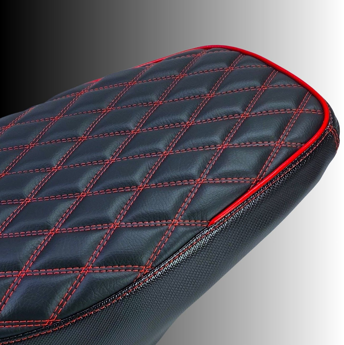 Ready to Ship! 2022-26 Honda Grom Diamond Seat Cover with Piping, handmade Honda Grom seat cover by Cheeky Seats, featured product view