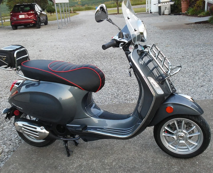 Vespa Sprint / Primavera Padded Black and Red Seat Cover