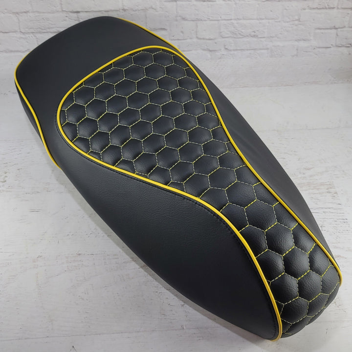 Vespa GTS 250 / 300 HEXAGON / Honeycomb with piping Seat Cover Handmade in the USA