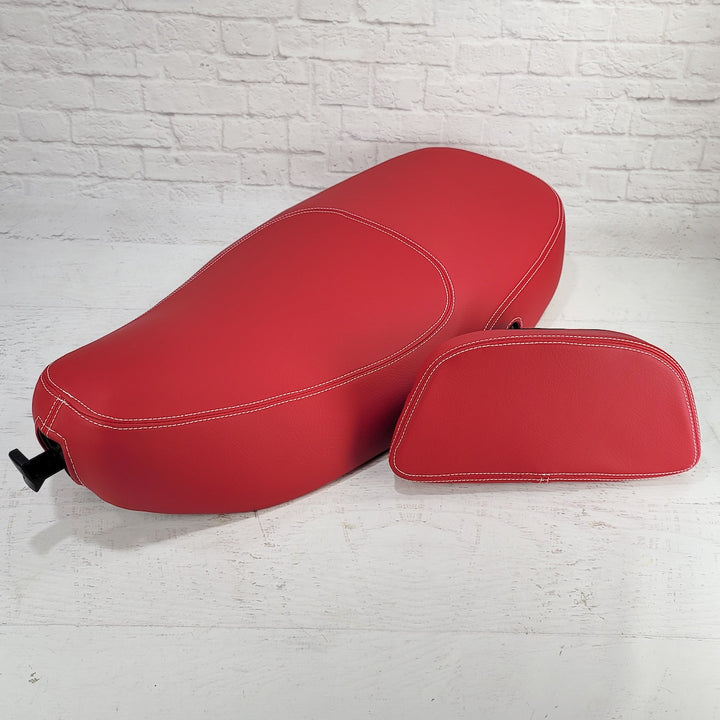 Vespa LX 50 / 150 Red, Pink, White Seat Cover with French Seams