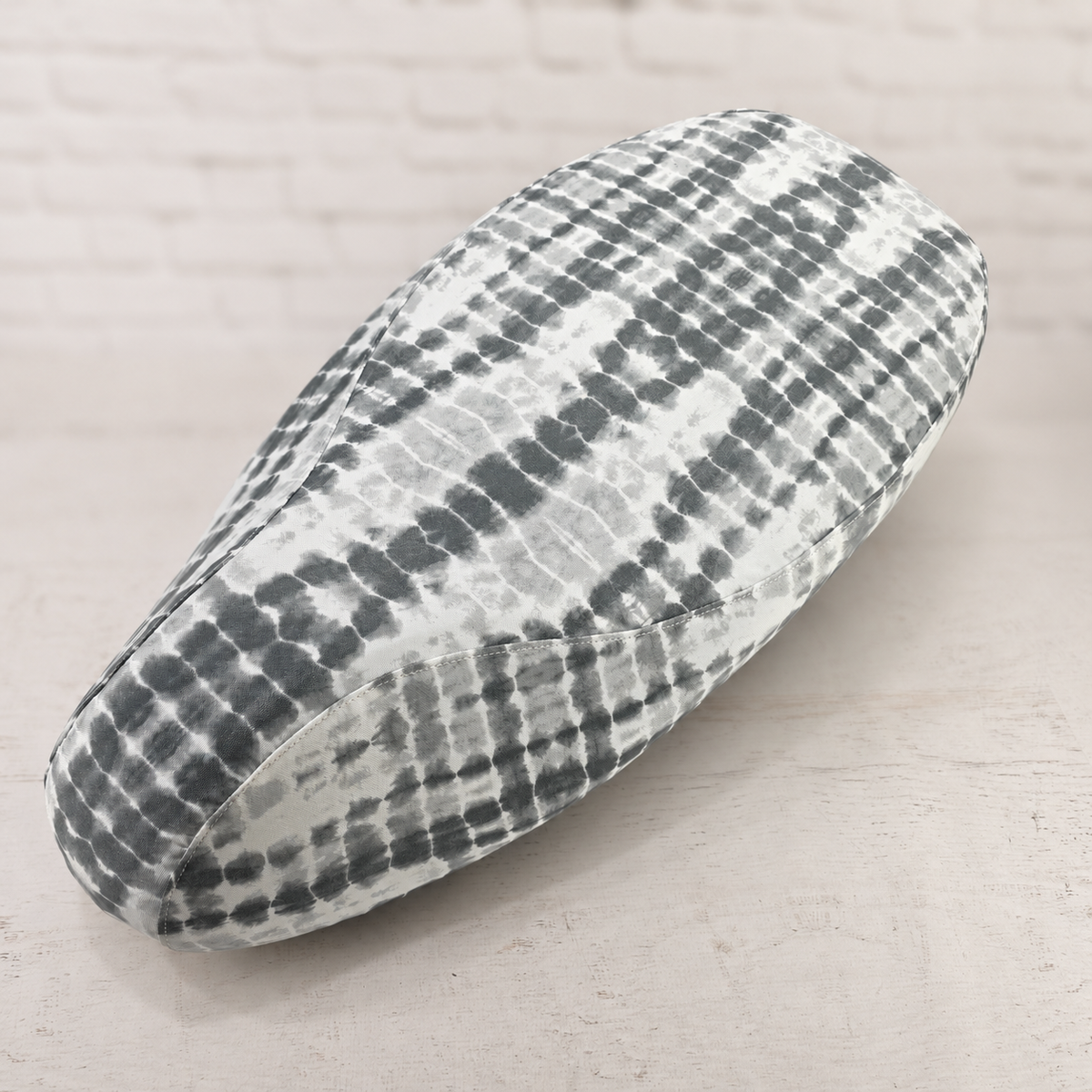 X-Ray Pulse breathable scooter seat cover with an abstract black, gray and white tie-dye pattern, handmade by Cheeky Seats.