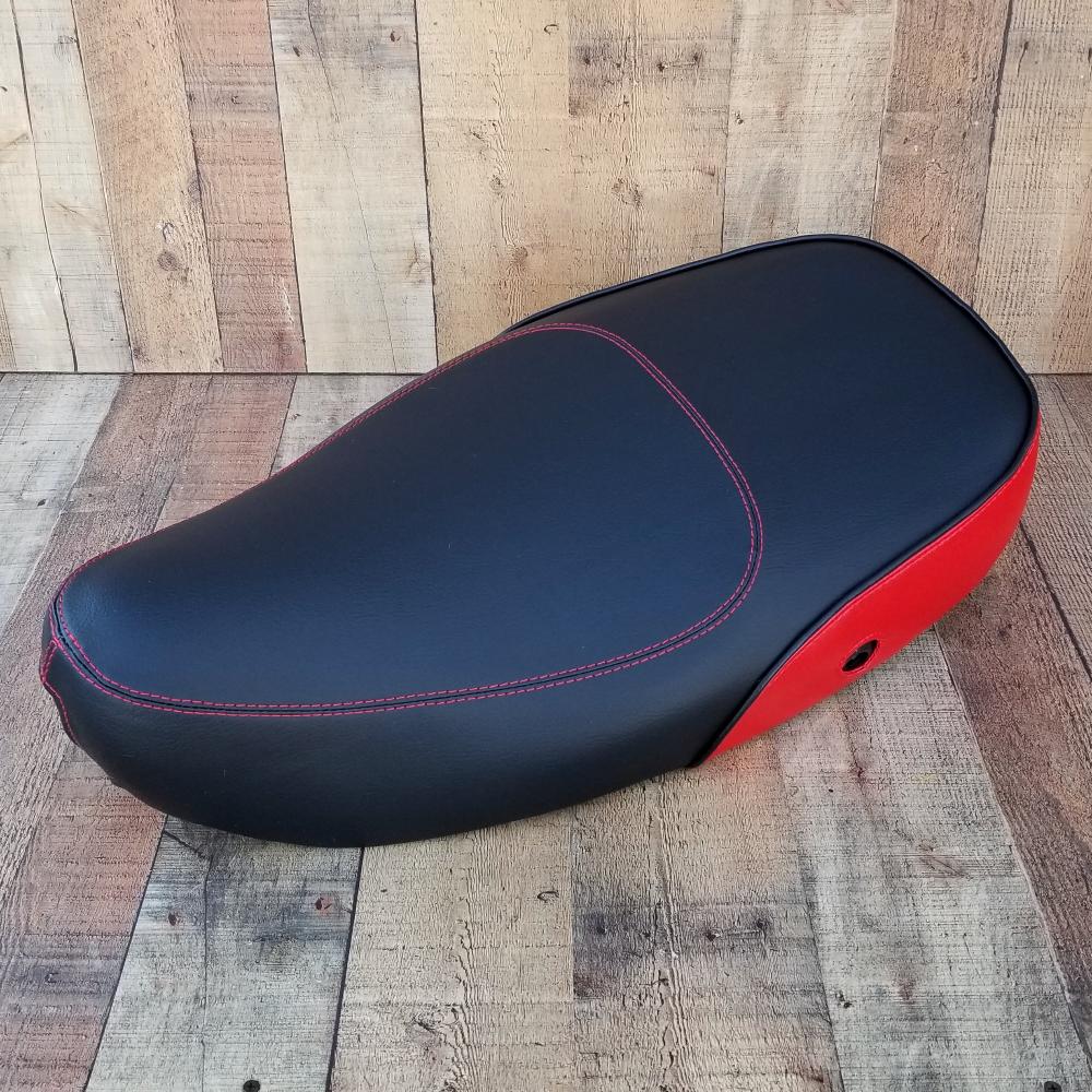 Vespa LX 50 125 150 seat cover matte black with red