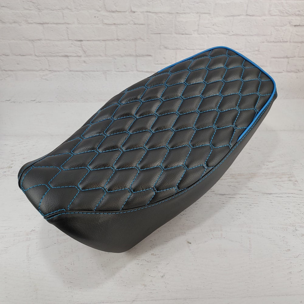 Honda Grom Long Diamond Hex Seat Cover, handmade Honda Grom seat cover by Cheeky Seats, product detail view 2