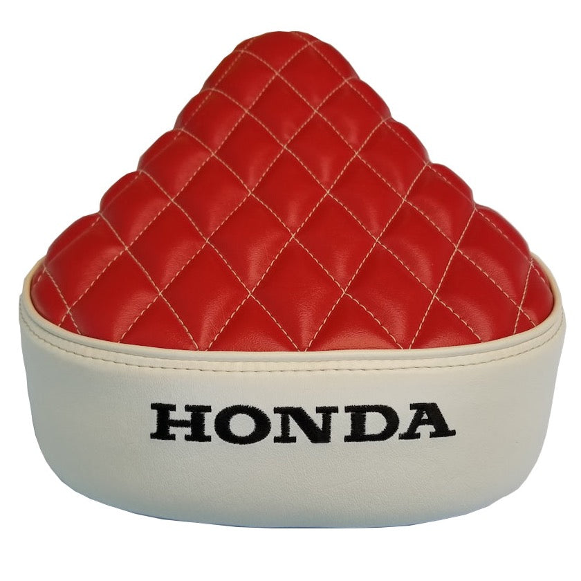 Honda Super Cub two-tone red and cream seat cover