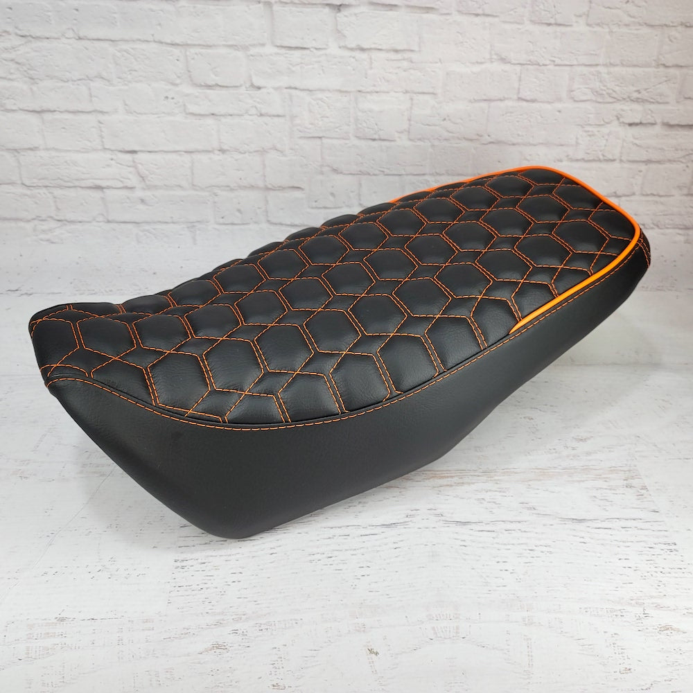 Honda Grom Nested Hexagon Seat Cover, handmade Honda Grom seat cover by Cheeky Seats, product detail view 6