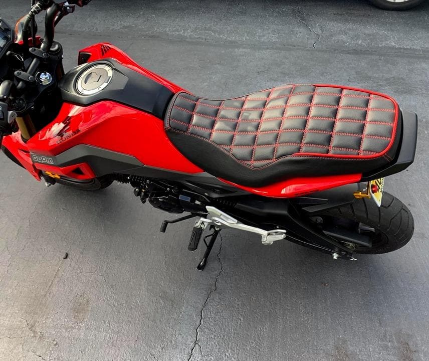 Honda Grom Rectangle Grid Seat Cover, handmade Honda Grom seat cover by Cheeky Seats, product detail view 8