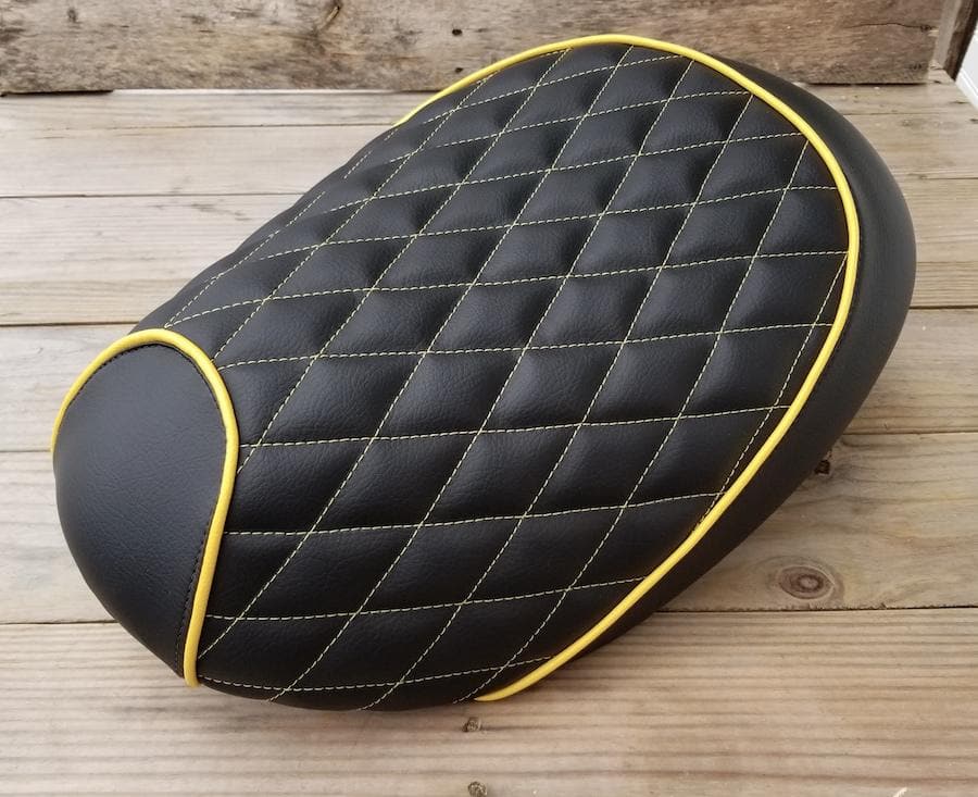 Honda Metropolitan Diamond Seat Cover with Piping, handmade Honda Metropolitan seat cover by Cheeky Seats, product detail view 2