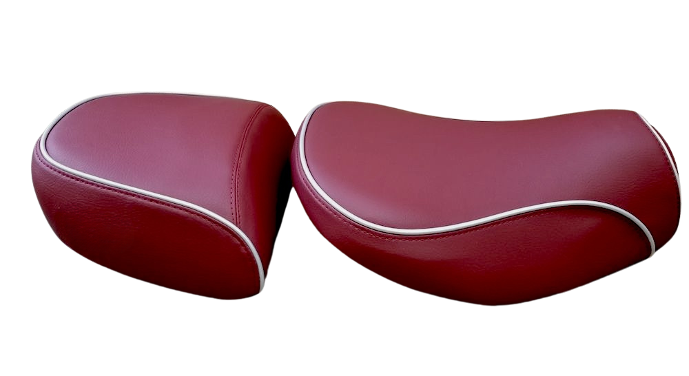 Vespa LXV merlot seat cover close-up detail