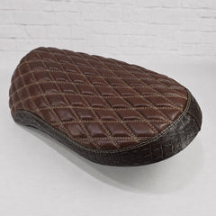 Brown diamond stitched seat cover with espresso croc sides on a white background