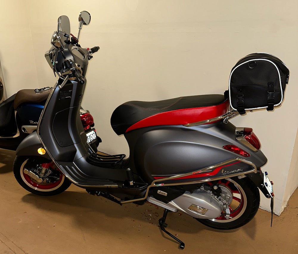 Vespa Sprint / Primavera Black with Piping Seat Cover by Cheeky Seats