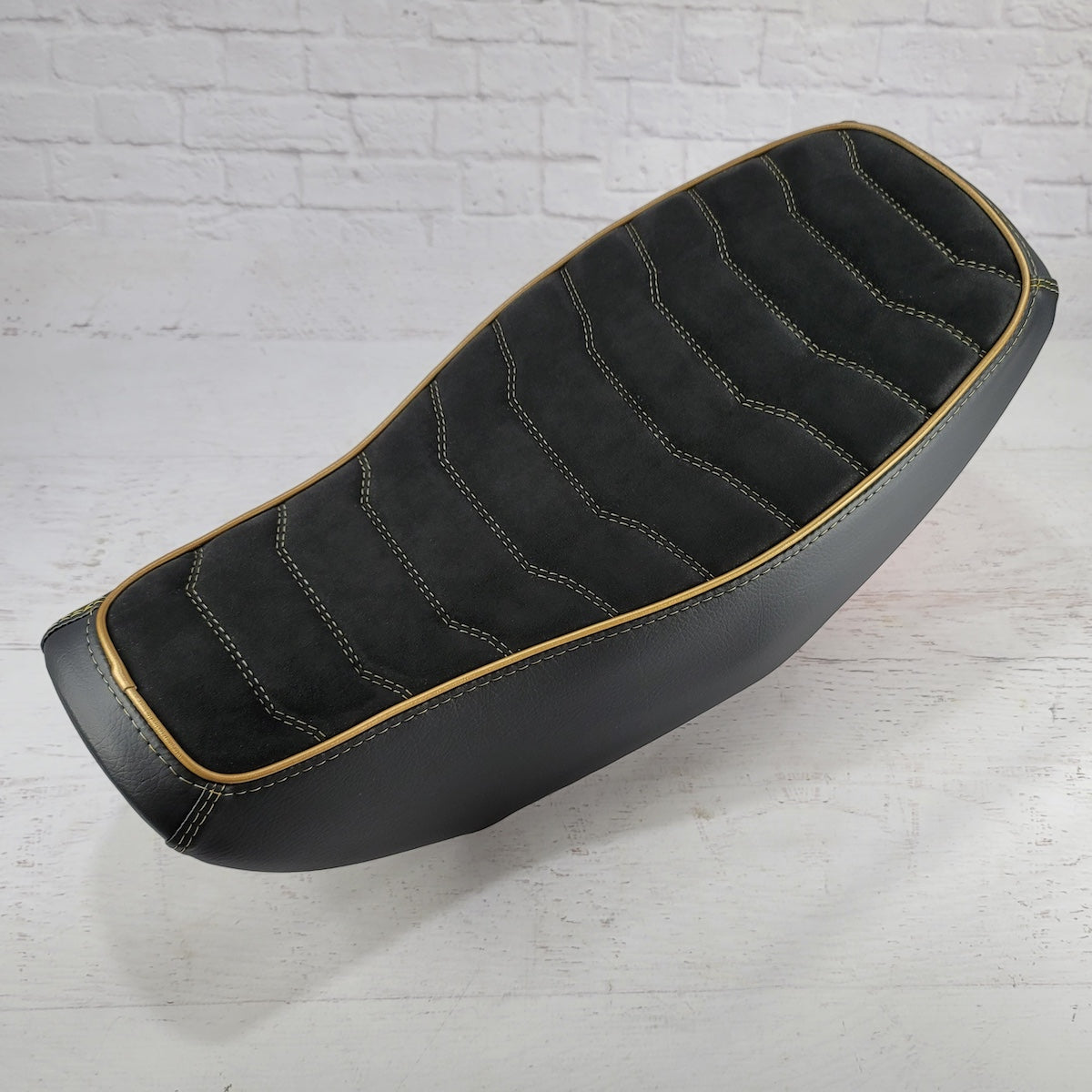 Honda Grom Rayas Alcantara® Suede Seat Cover, handmade Honda Grom seat cover by Cheeky Seats, product detail view 2