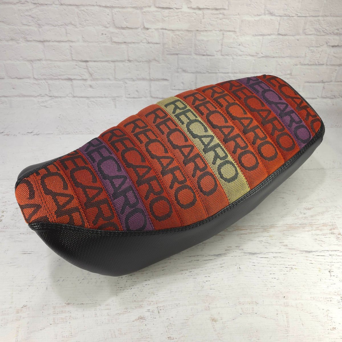 Honda Grom Sunrise RECARO Seat Cover, handmade Honda Grom seat cover by Cheeky Seats, product detail view 3