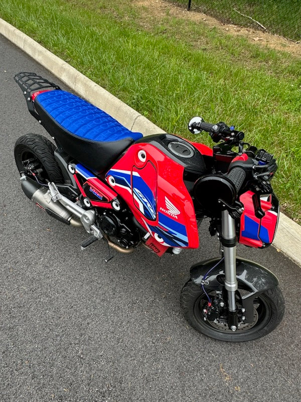 2022 - 2025 BLUE RECARO Honda Grom Seat Cover Padded Tuck and Roll MSX125
