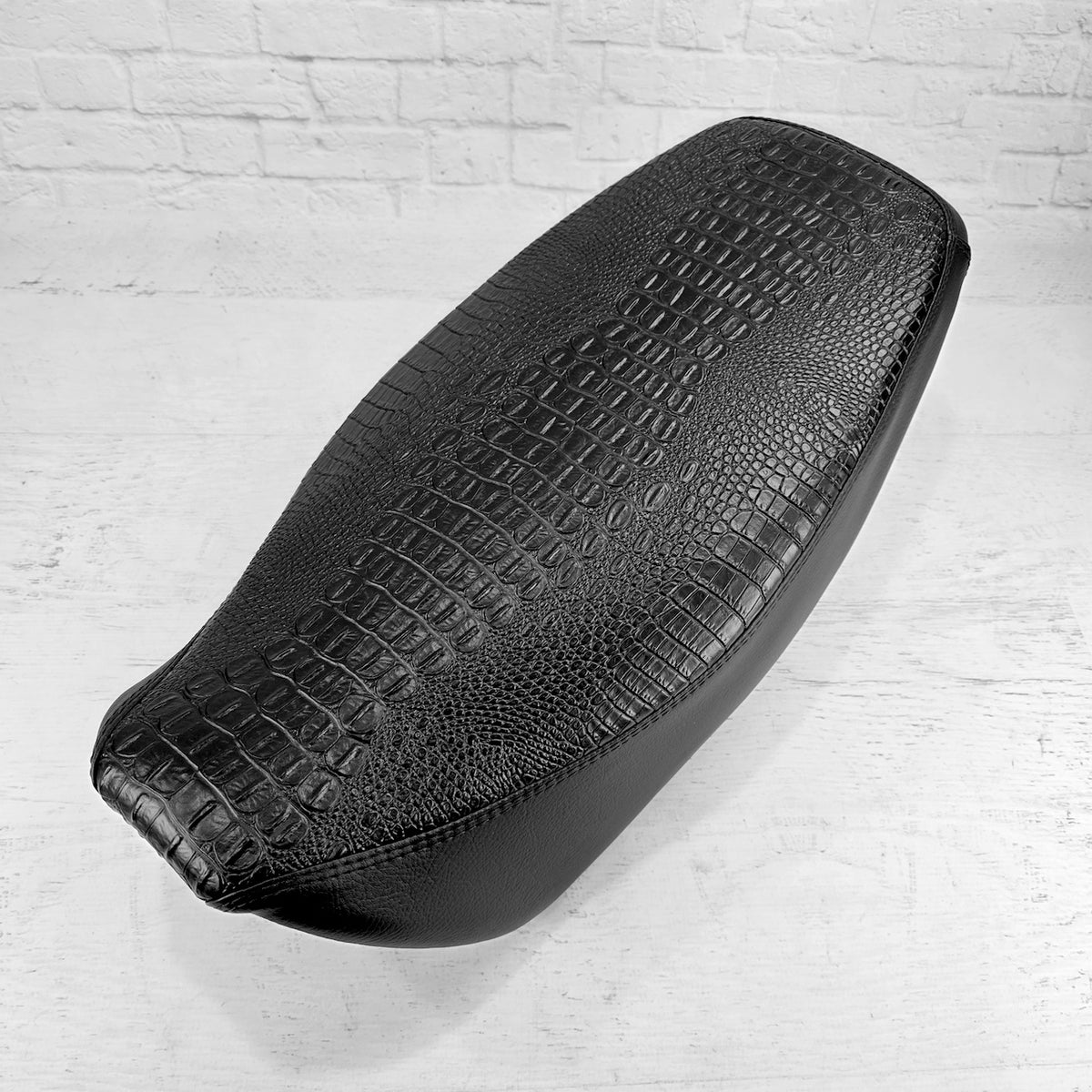 Honda Grom Black Croc GATOR Seat Cover, handmade Honda Grom seat cover by Cheeky Seats, featured product view