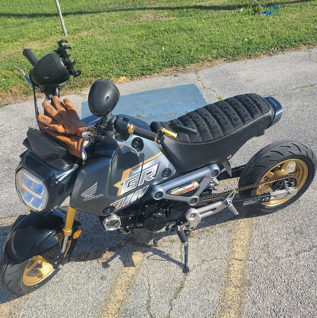 Honda Grom RECARO Seat Cover, handmade Honda Grom seat cover by Cheeky Seats, product detail view 3