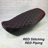 Ready to Ship! 2022-26 Honda Grom Diamond Seat Cover with Piping, handmade Honda Grom seat cover by Cheeky Seats, product detail view 3