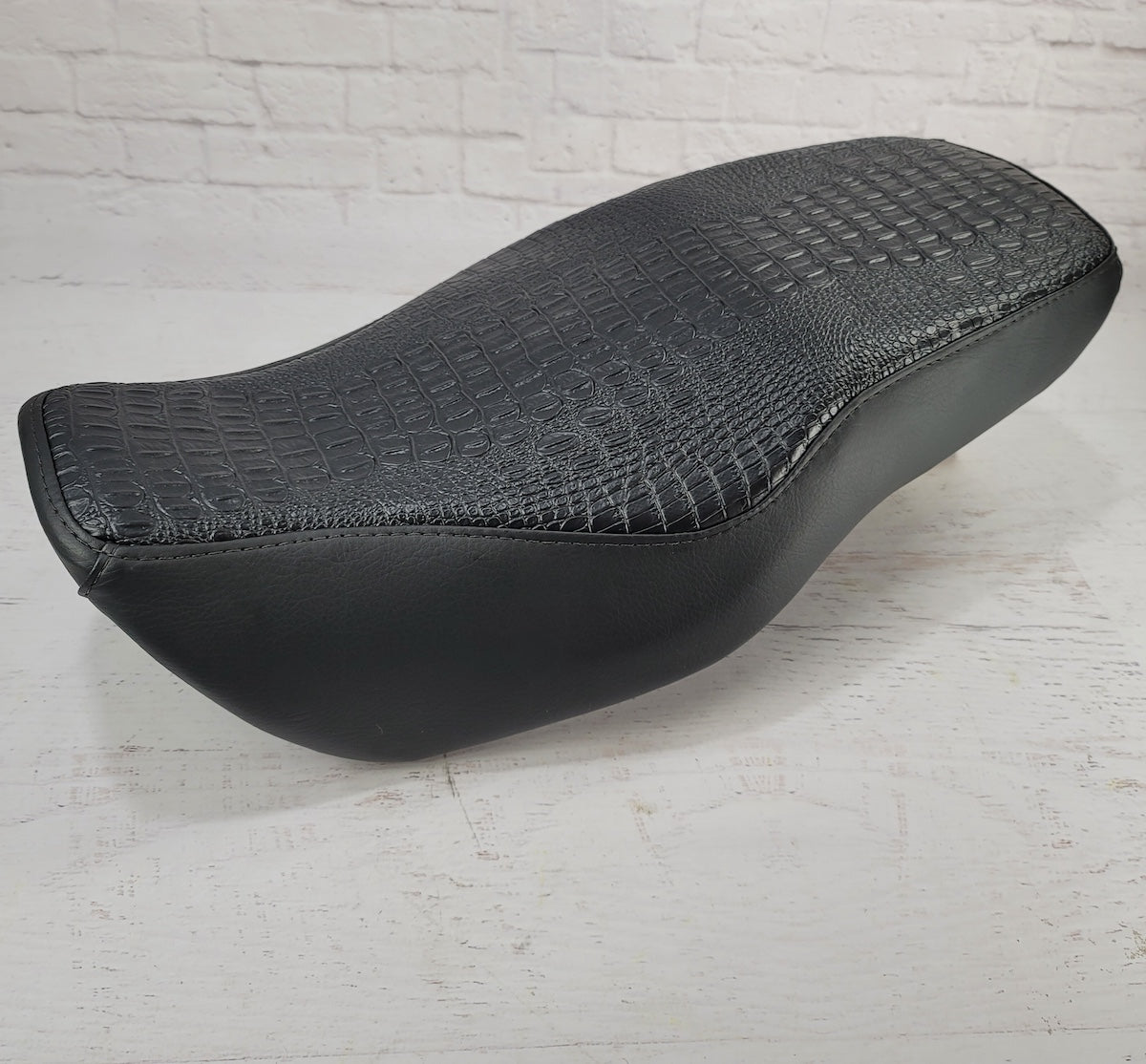 Honda Grom Black Croc GATOR Seat Cover, handmade Honda Grom seat cover by Cheeky Seats, product detail view 3