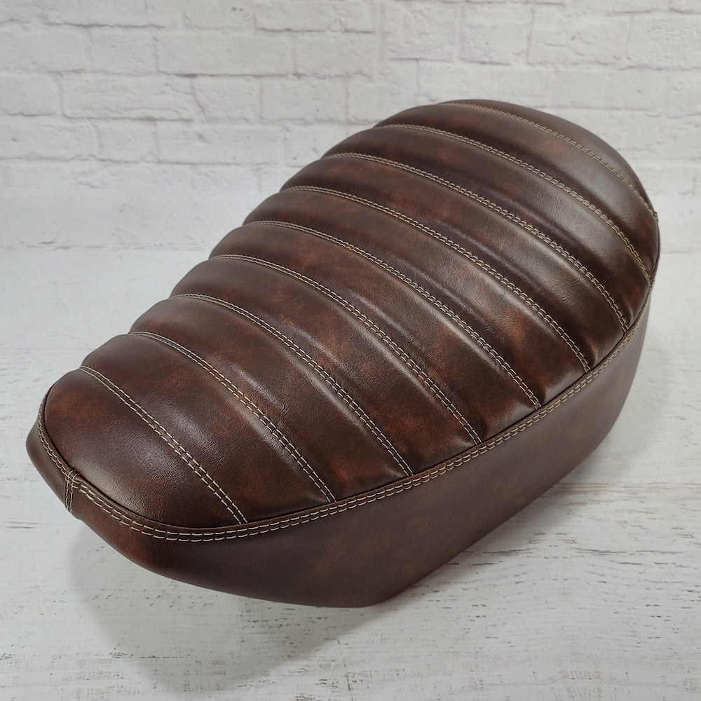 Honda Monkey padded Whiskey Brown tuck-and-roll seat cover