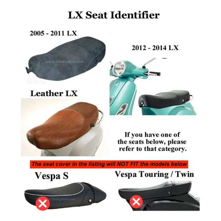 Vespa LX 50 / 150 Cinnamon Brown or Black  Italian Racing Stripe Seat Cover