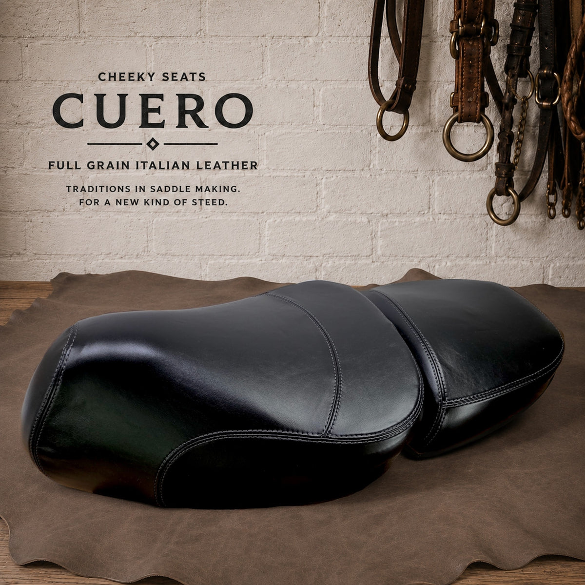 Vespa GTV Italian leather seat cover in Noir by Cheeky Seats