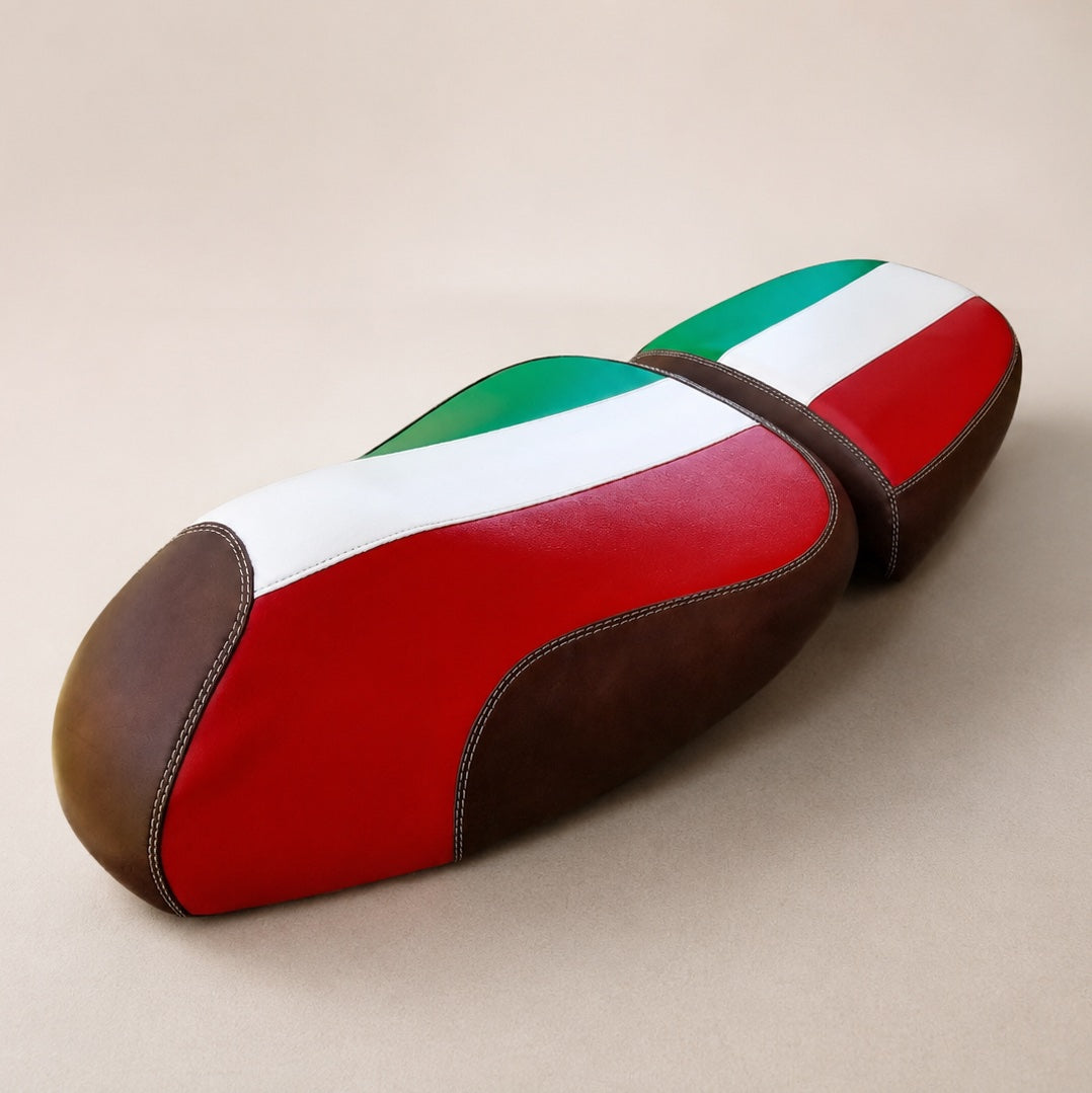 Vespa GTV Italian flag seat cover by Cheeky Seats