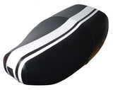 Vespa LX dual racing stripe seat cover installed