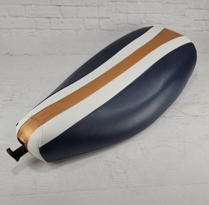 Vespa ET 2 /4 Navy Blue with Racing Rally Stripe Handmade Seat Cover