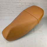 Vespa GT200 golden tan seat cover with French seams installed