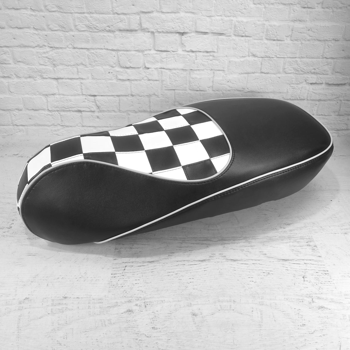 Vespa Sprint / Primavera Checker Seat Cover with Piping by Cheeky Seats