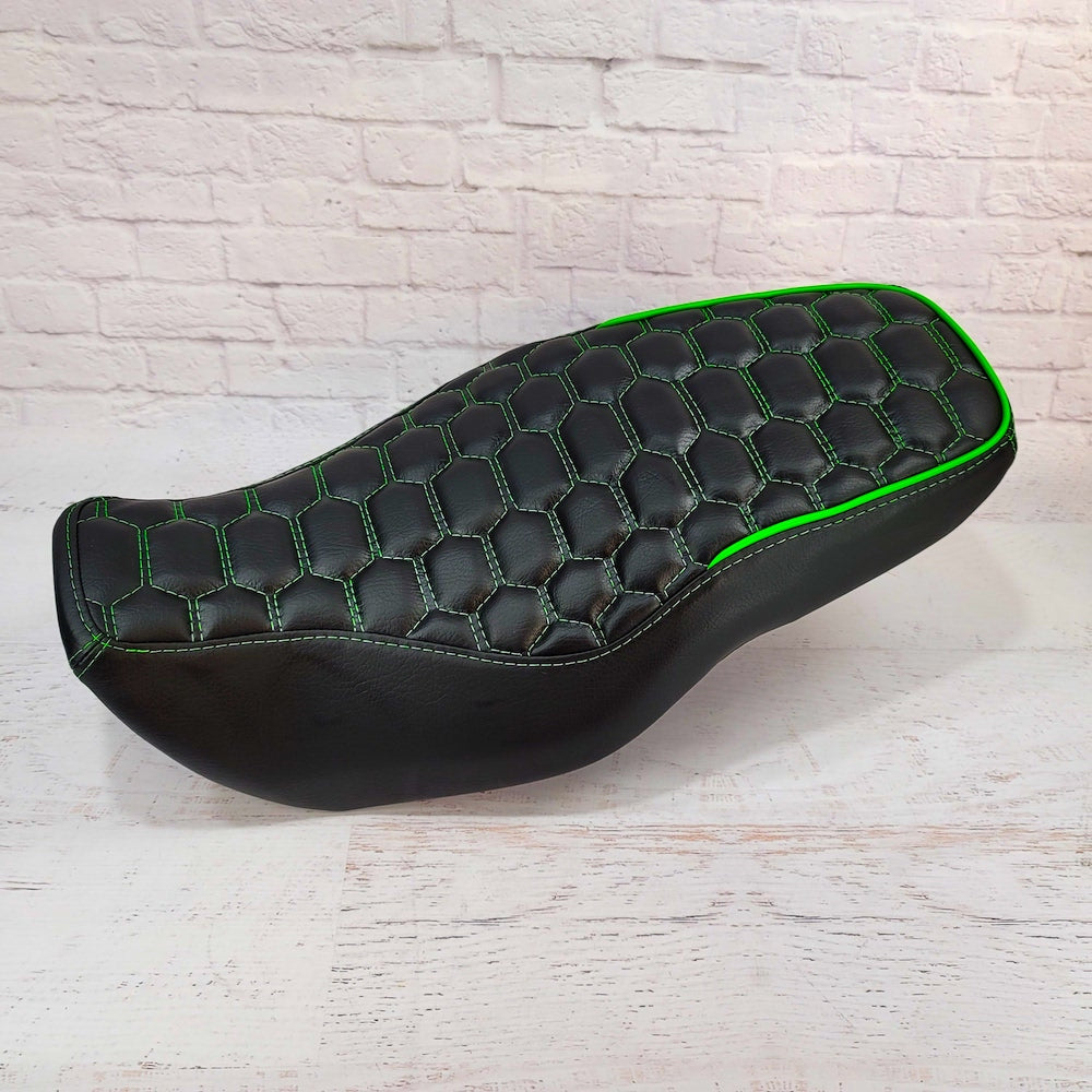 Honda Grom Multi Hexagon Seat Cover, handmade Honda Grom seat cover by Cheeky Seats, product detail view 5