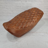Honda Grom Cognac Diamond Seat Cover, handmade Honda Grom seat cover by Cheeky Seats, featured product view