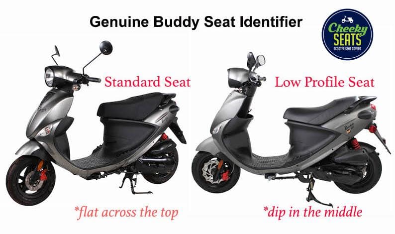 Cheeky Seats chart comparing flat standard and dipped low-profile Genuine Buddy seats