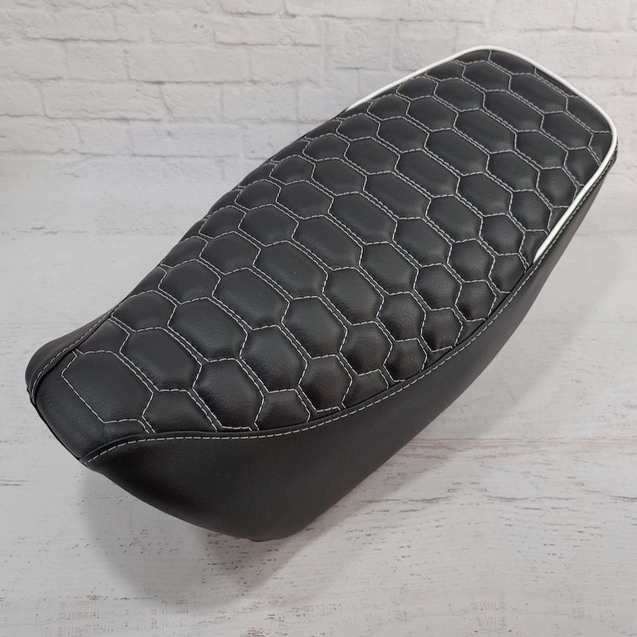 Honda Grom Multi Hexagon Seat Cover, handmade Honda Grom seat cover by Cheeky Seats, featured product view