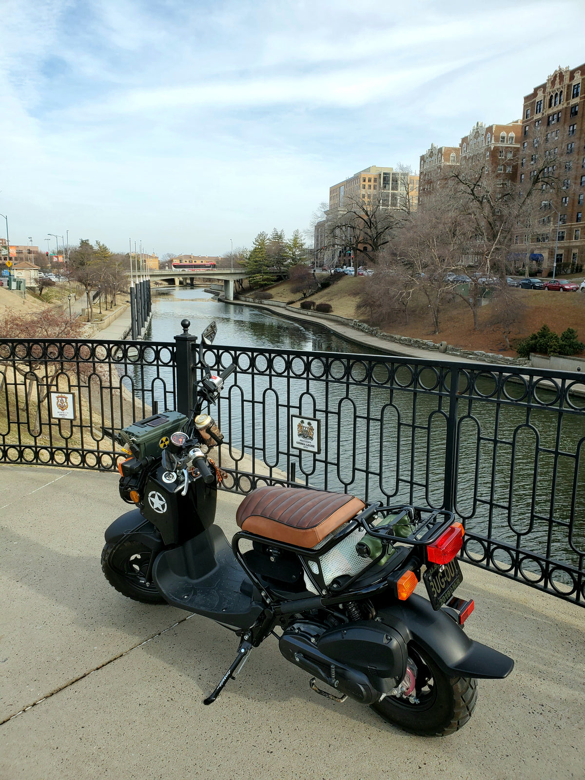 Honda Ruckus brown two tone tuck and roll seat cover
