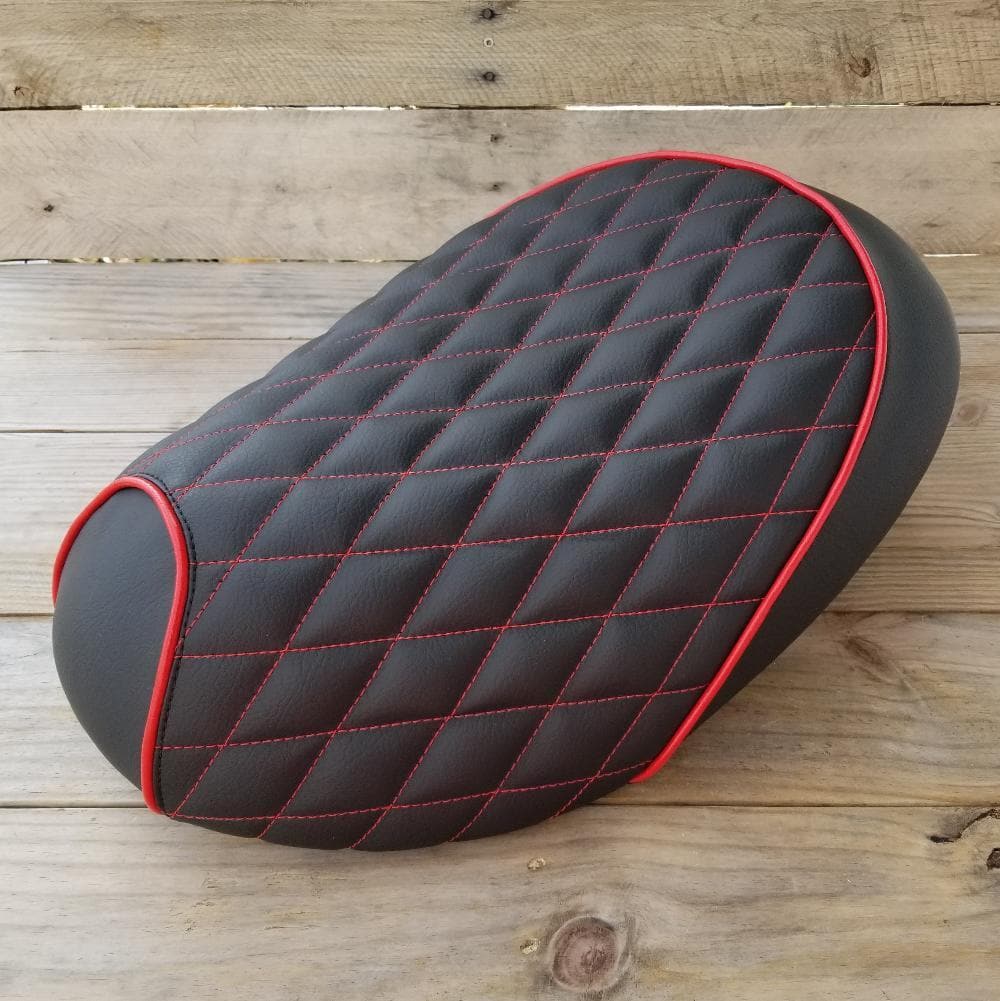 Honda Metropolitan Diamond Seat Cover with Piping, handmade Honda Metropolitan seat cover by Cheeky Seats, featured product view