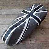 Vespa GTS black and gray Union Jack seat cover