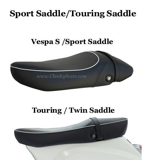 Vespa S sport saddle and touring saddle identification guide by Cheeky Seats