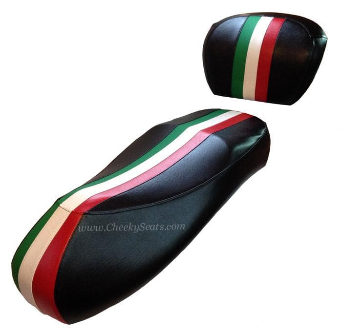 Vespa GT200 Italian racing stripe seat cover and backrest set