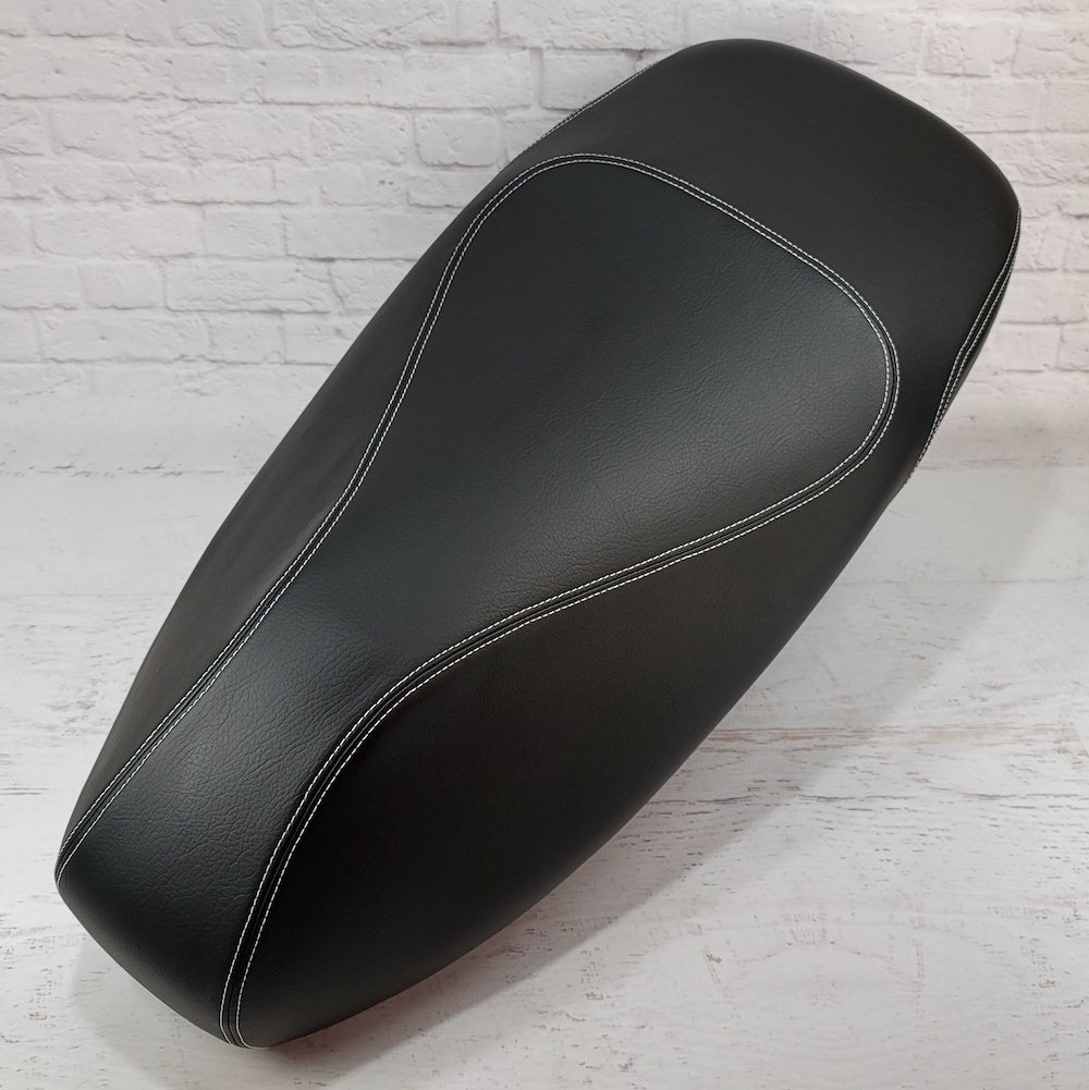 Vespa GTS premium matte black seat cover with French seams